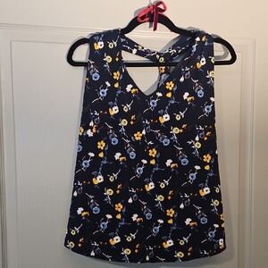 Papermoon Floral Tank Top - Navy and Yellow
